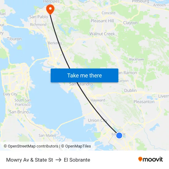 Mowry Av & State St to El Sobrante map