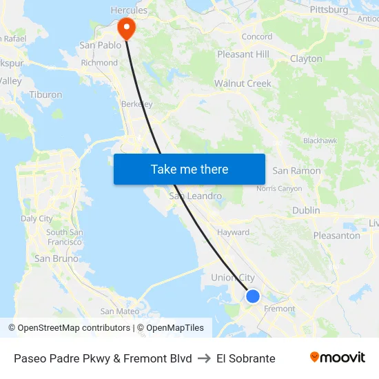 Paseo Padre Pkwy & Fremont Blvd to El Sobrante map