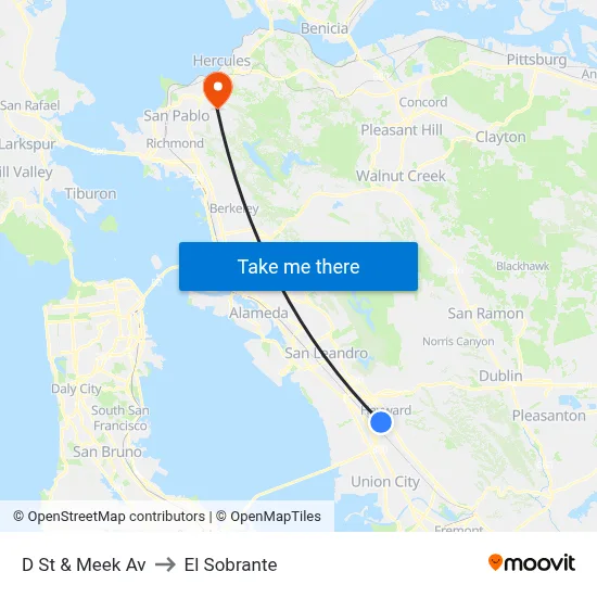 D St & Meek Av to El Sobrante map