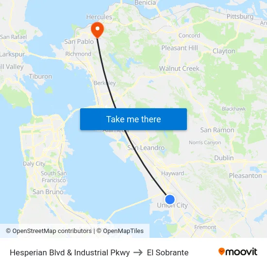 Hesperian Blvd & Industrial Pkwy to El Sobrante map