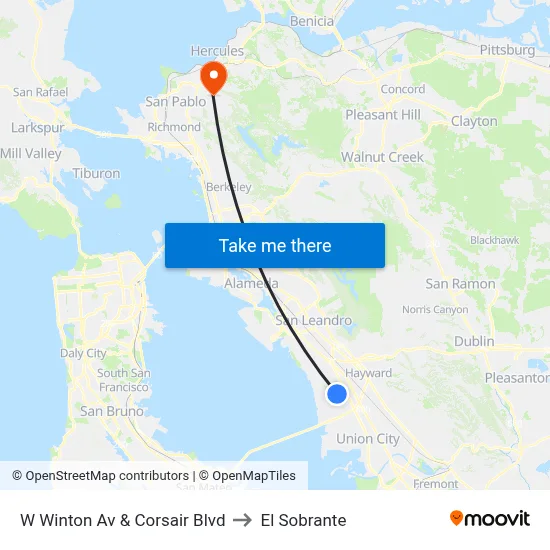 W Winton Av & Corsair Blvd to El Sobrante map