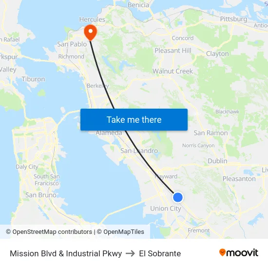 Mission Blvd & Industrial Pkwy to El Sobrante map