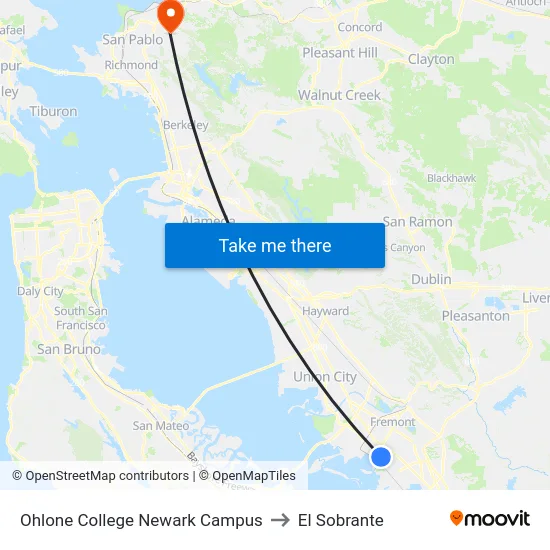 Ohlone College Newark Campus to El Sobrante map