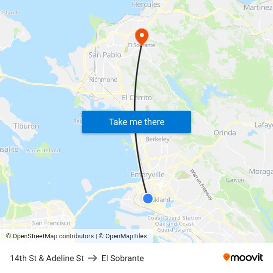 14th St & Adeline St to El Sobrante map