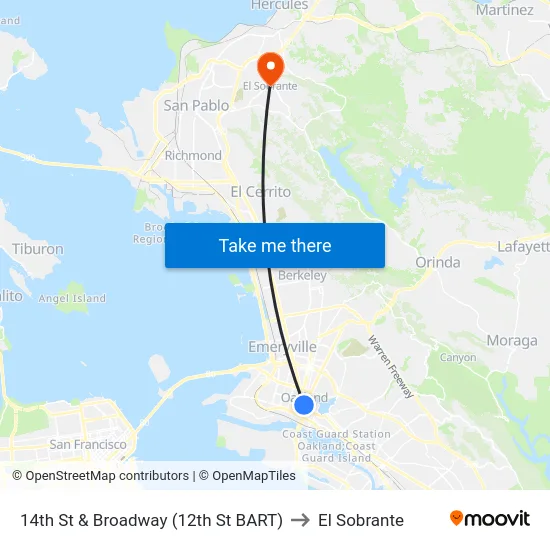 14th St & Broadway (12th St BART) to El Sobrante map