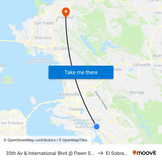 35th Av & International Blvd @ Pawn Shop to El Sobrante map