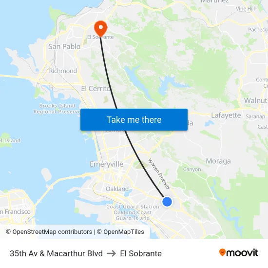 35th Av & Macarthur Blvd to El Sobrante map