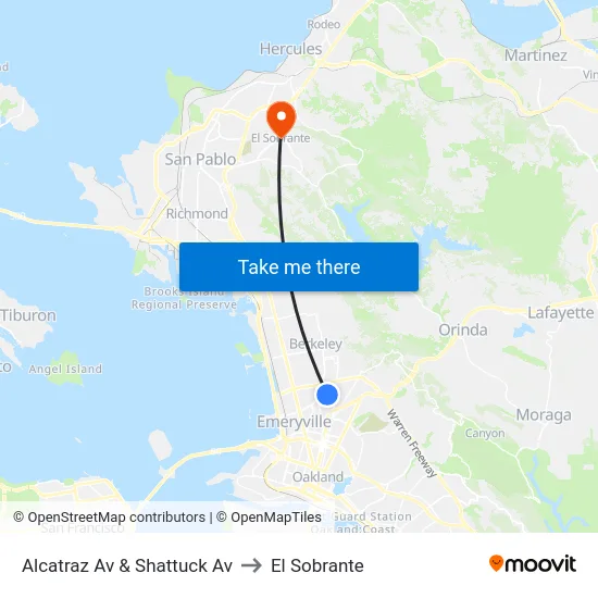 Alcatraz Av & Shattuck Av to El Sobrante map