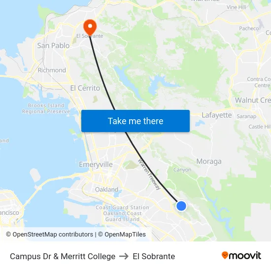 Campus Dr & Merritt College to El Sobrante map