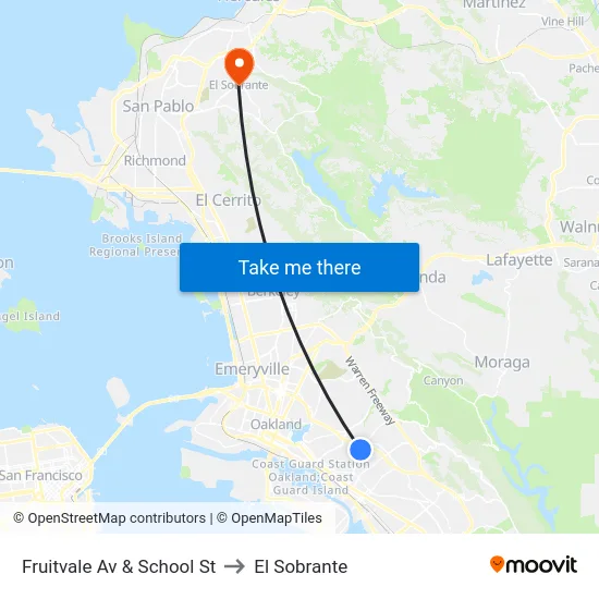 Fruitvale Av & School St to El Sobrante map