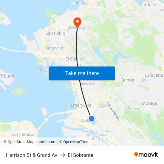 Harrison St & Grand Av to El Sobrante map