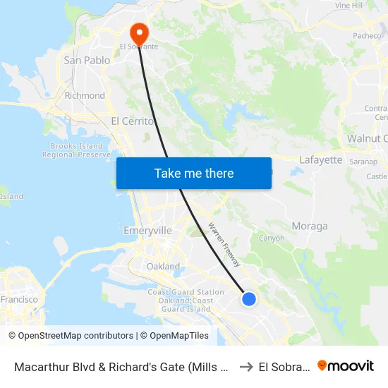 Macarthur Blvd & Richard's Gate (Mills College) to El Sobrante map