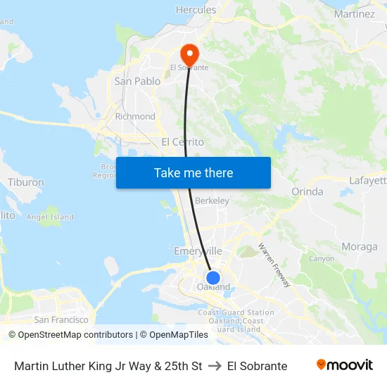 Martin Luther King Jr Way & 25th St to El Sobrante map