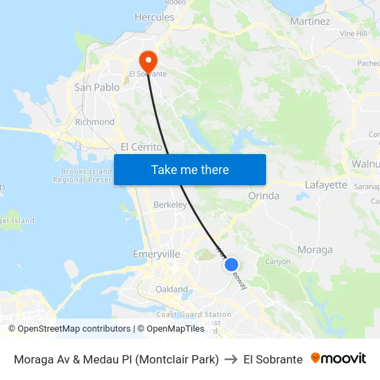 Moraga Av & Medau Pl (Montclair Park) to El Sobrante map