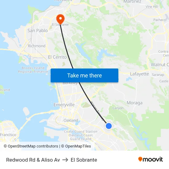 Redwood Rd & Aliso Av to El Sobrante map