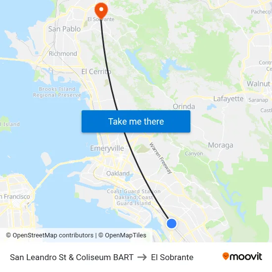 San Leandro St & Coliseum BART to El Sobrante map