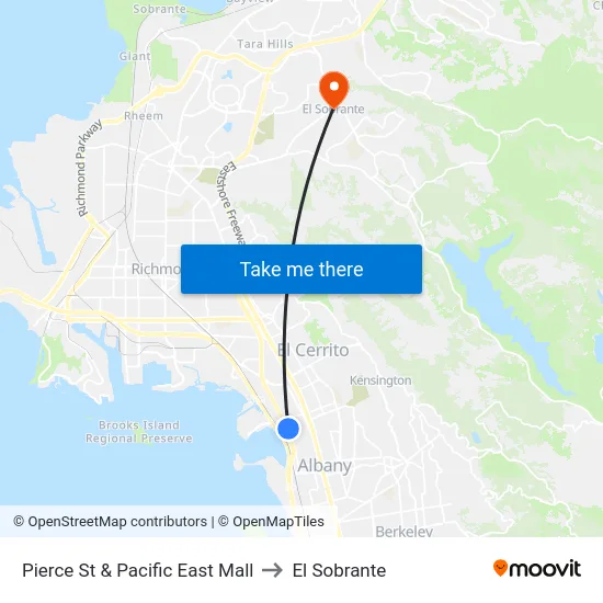 Pierce St & Pacific East Mall to El Sobrante map