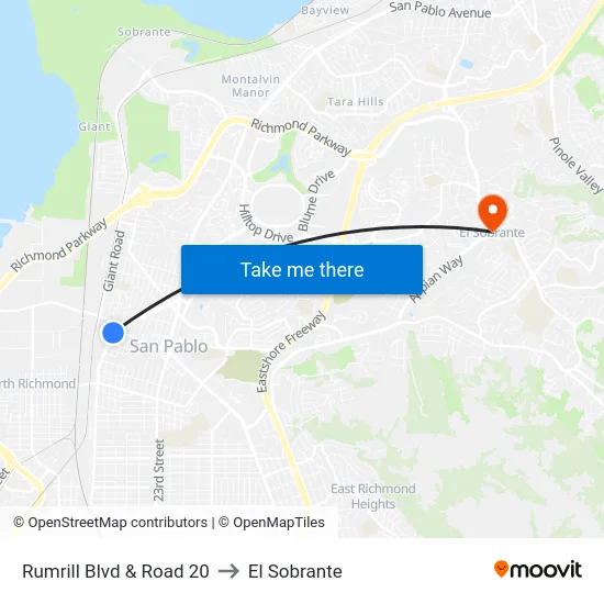 Rumrill Blvd & Road 20 to El Sobrante map