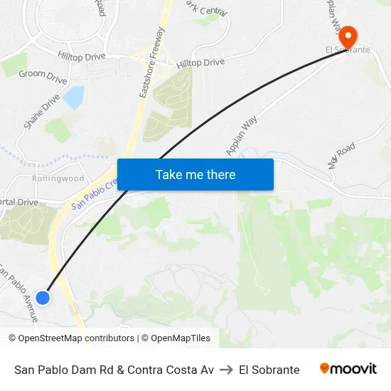 San Pablo Dam Rd & Contra Costa Av to El Sobrante map