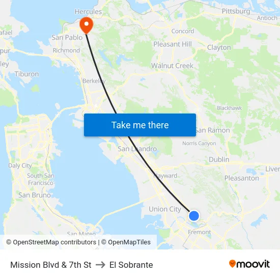 Mission Blvd & 7th St to El Sobrante map
