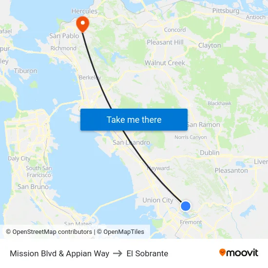 Mission Blvd & Appian Way to El Sobrante map