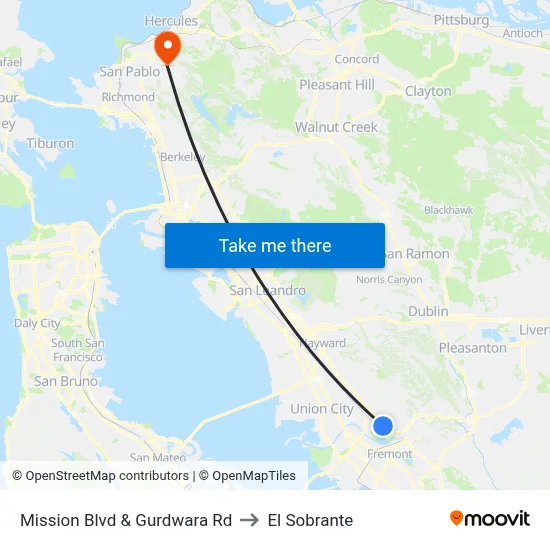 Mission Blvd & Gurdwara Rd to El Sobrante map