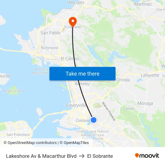 Lakeshore Av & Macarthur Blvd to El Sobrante map
