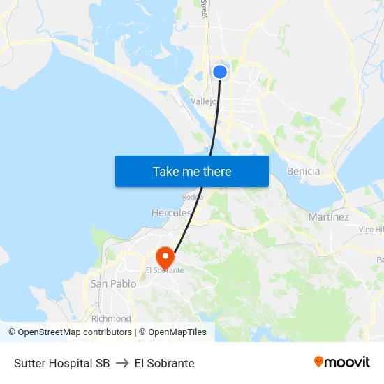 Sutter Hospital SB to El Sobrante map