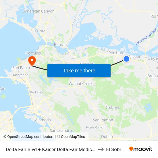 Delta Fair Blvd + Kaiser Delta Fair Medical Offices to El Sobrante map