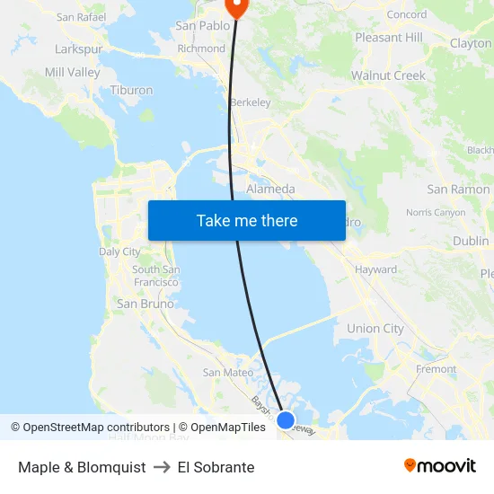 Maple & Blomquist to El Sobrante map