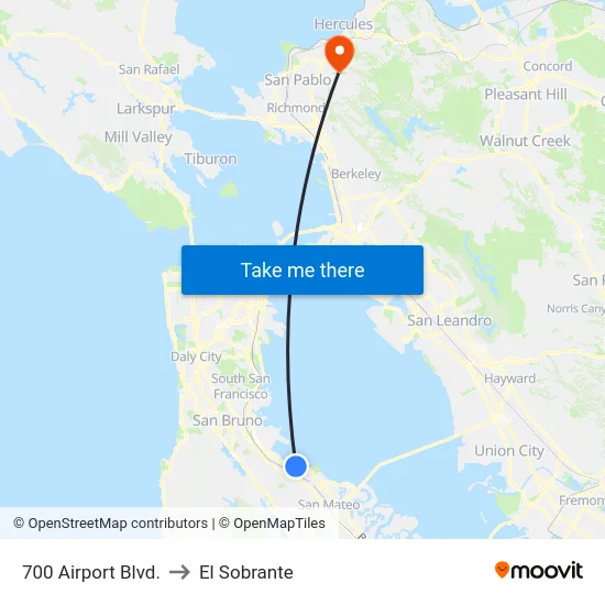 700 Airport Blvd. to El Sobrante map