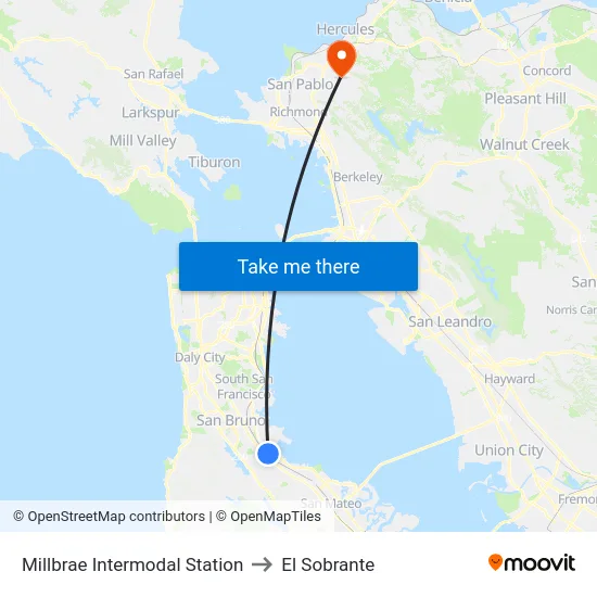 Millbrae Intermodal Station to El Sobrante map