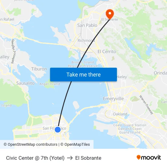 Civic Center @ 7th (Yotel) to El Sobrante map