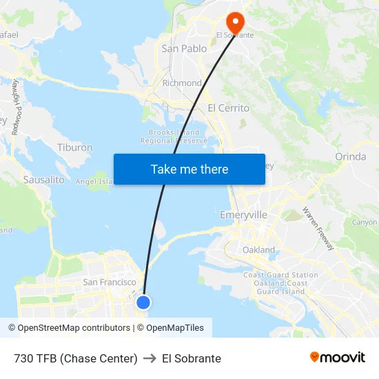 730 TFB (Chase Center) to El Sobrante map