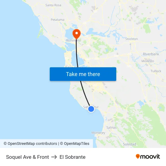Soquel Ave & Front to El Sobrante map
