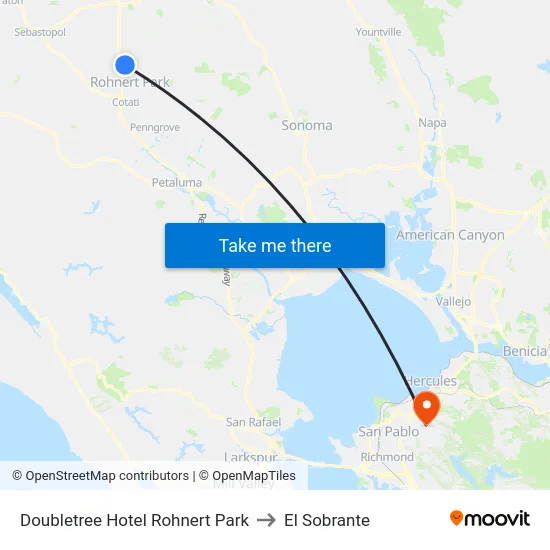Doubletree Hotel Rohnert Park to El Sobrante map