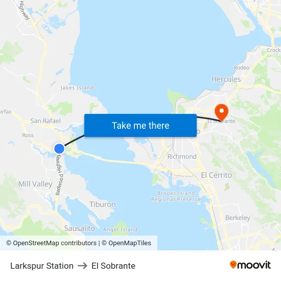 Larkspur Station to El Sobrante map
