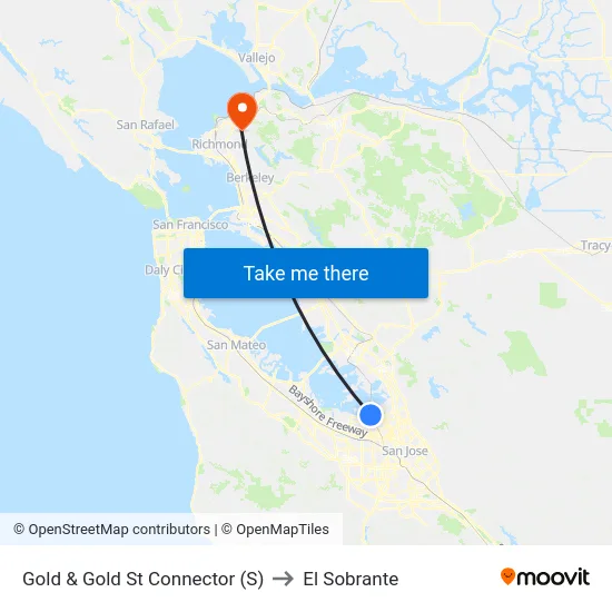 Gold & Gold St Connector (S) to El Sobrante map