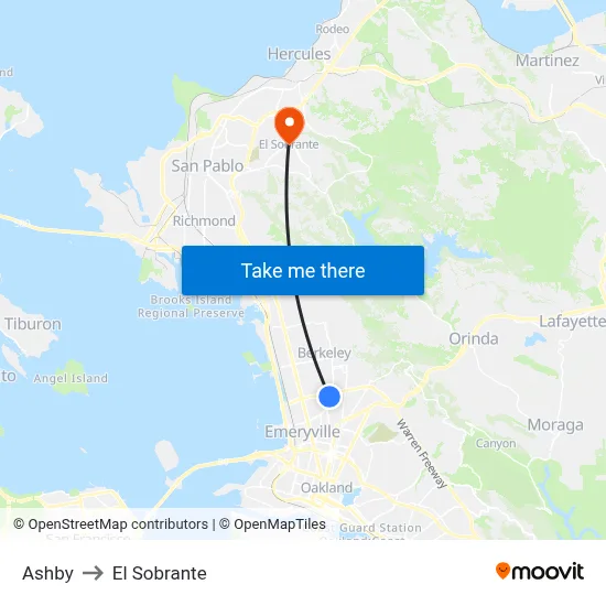 Ashby to El Sobrante map