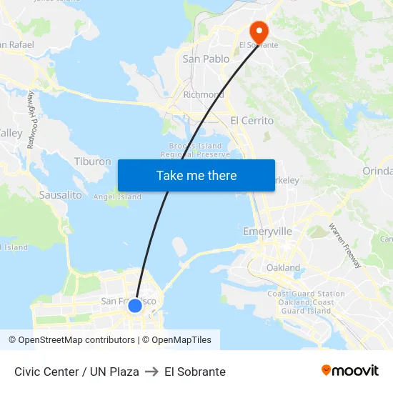 Civic Center / UN Plaza to El Sobrante map
