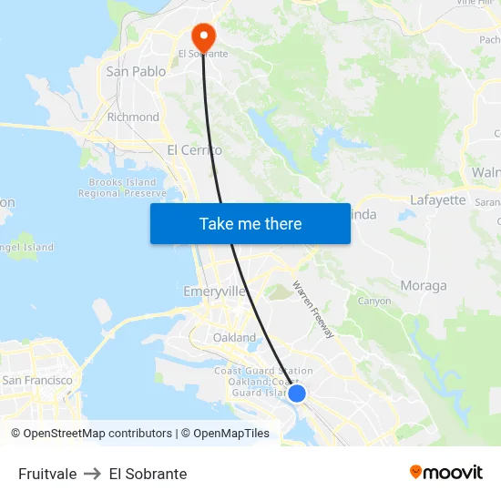 Fruitvale to El Sobrante map
