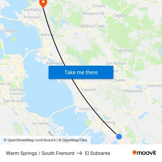 Warm Springs / South Fremont to El Sobrante map
