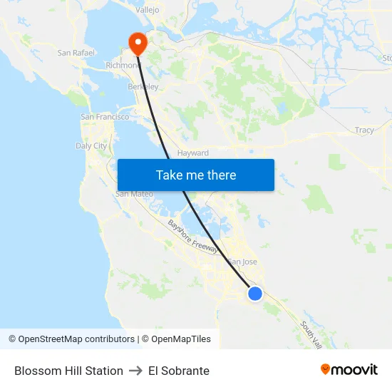 Blossom Hill Station to El Sobrante map