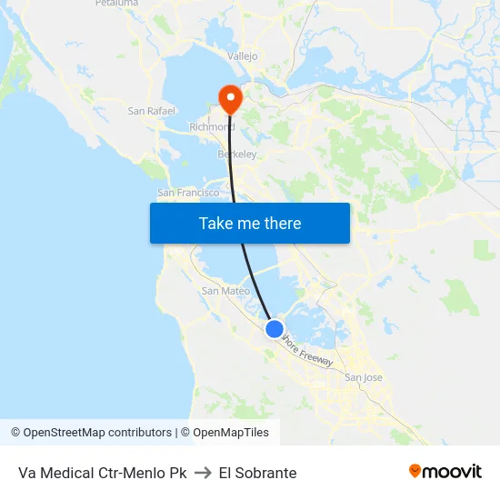 Va Medical Ctr-Menlo Pk to El Sobrante map