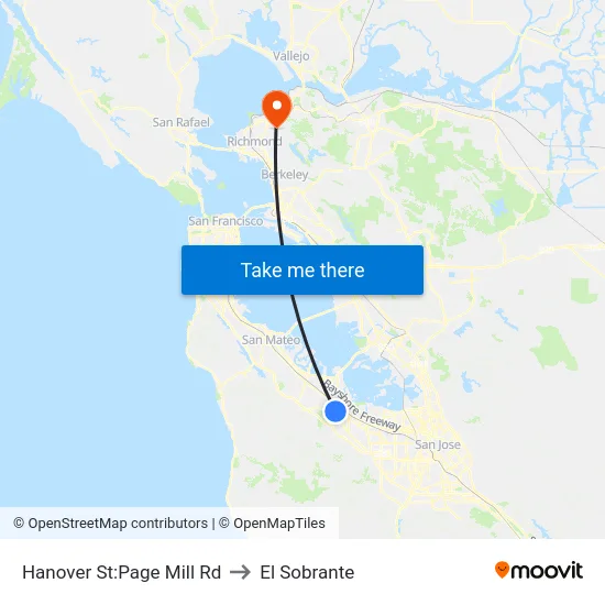 Hanover St:Page Mill Rd to El Sobrante map