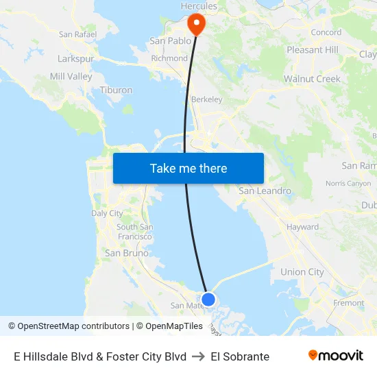 E Hillsdale Blvd & Foster City Blvd to El Sobrante map