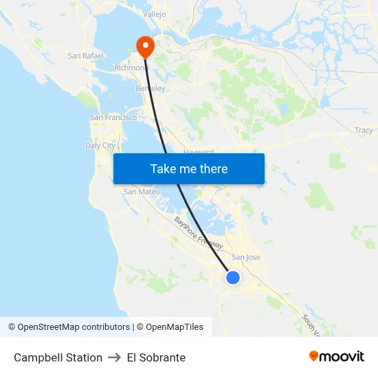 Campbell Station to El Sobrante map