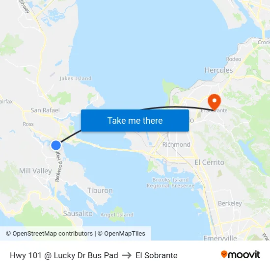 Hwy 101 @  Lucky Dr Bus Pad to El Sobrante map