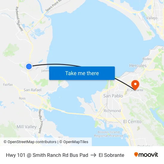 Hwy 101 @ Smith Ranch Rd Bus Pad to El Sobrante map