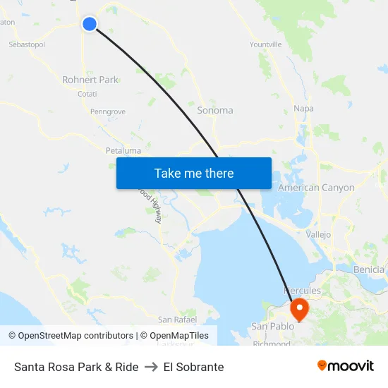 Santa Rosa Park & Ride to El Sobrante map